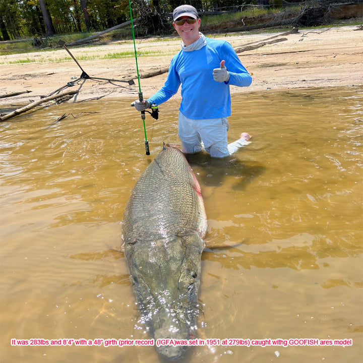 GOOFISH® Solid Nano Blank Ares Best Saltwater Deep Boat Speed Vertical Fast Jigging Rod 5'5"(168cm) with FUJI PE3-6 Max Jig 500g