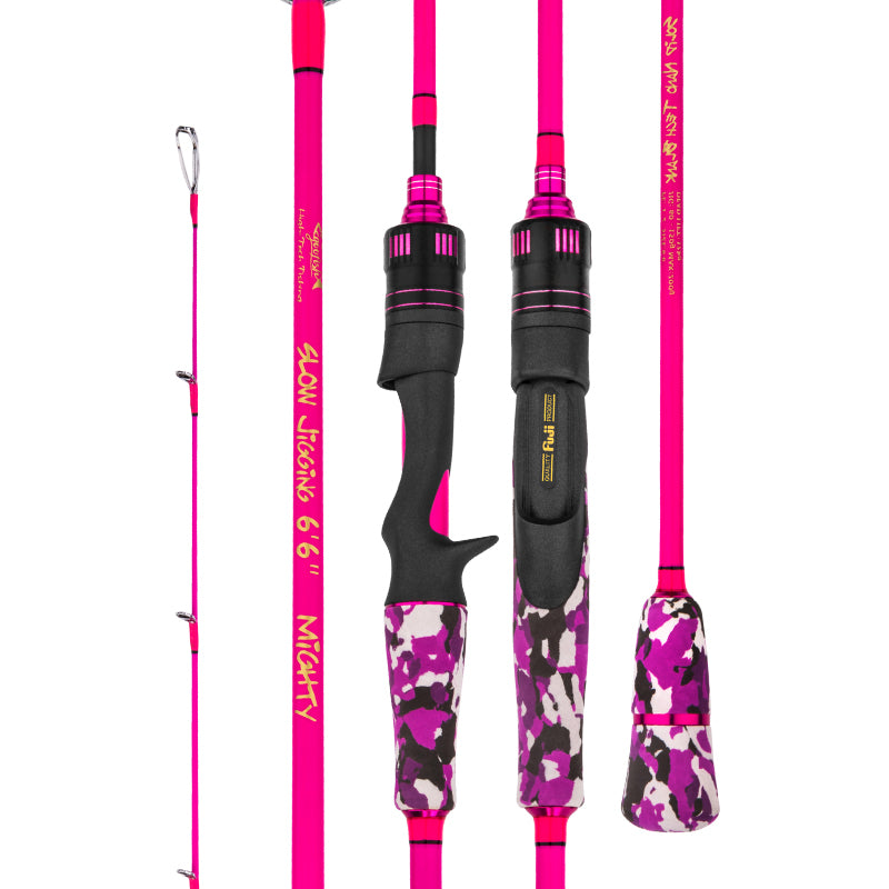 GOOFISH® Pink Slow Pitch Jigging Rod-6'6 Maxjig 200g Saltwater offshore Jigging Pole for Grouper Tuna
