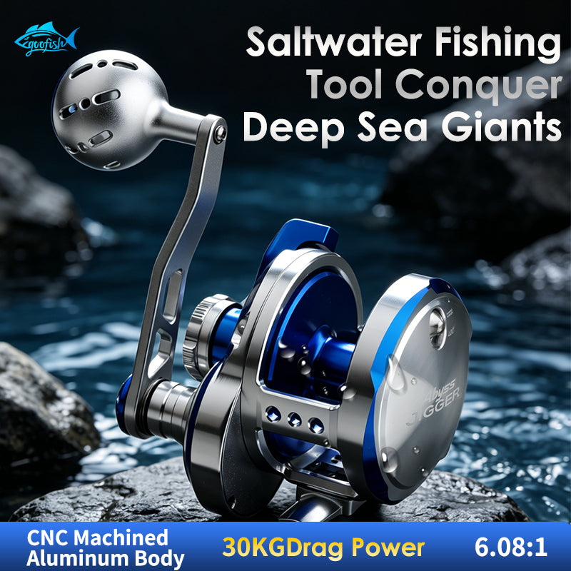 1800 fishing reels for sale Goofish 6.08:1 High Speed Saltwater Jigging Reel-CNC 30kg Braking 11BB Navy Blue&Golden / Left(GL500) / 6.08:1 & 30.06