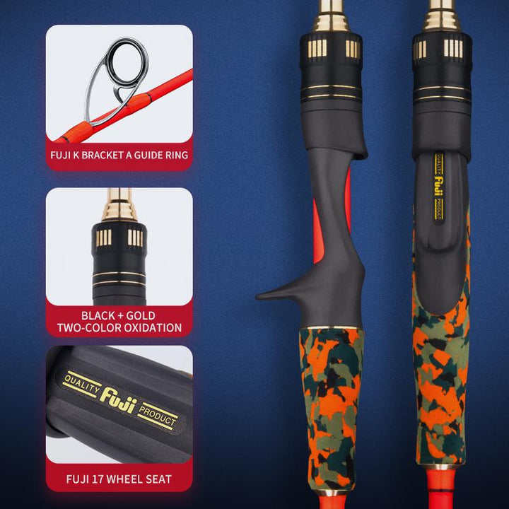 GOOFISH® 6'6"(195cm) Orange Micro Offshore Slow Pitch Jigging Rod 20-100g Jig with Solid Nano Blank