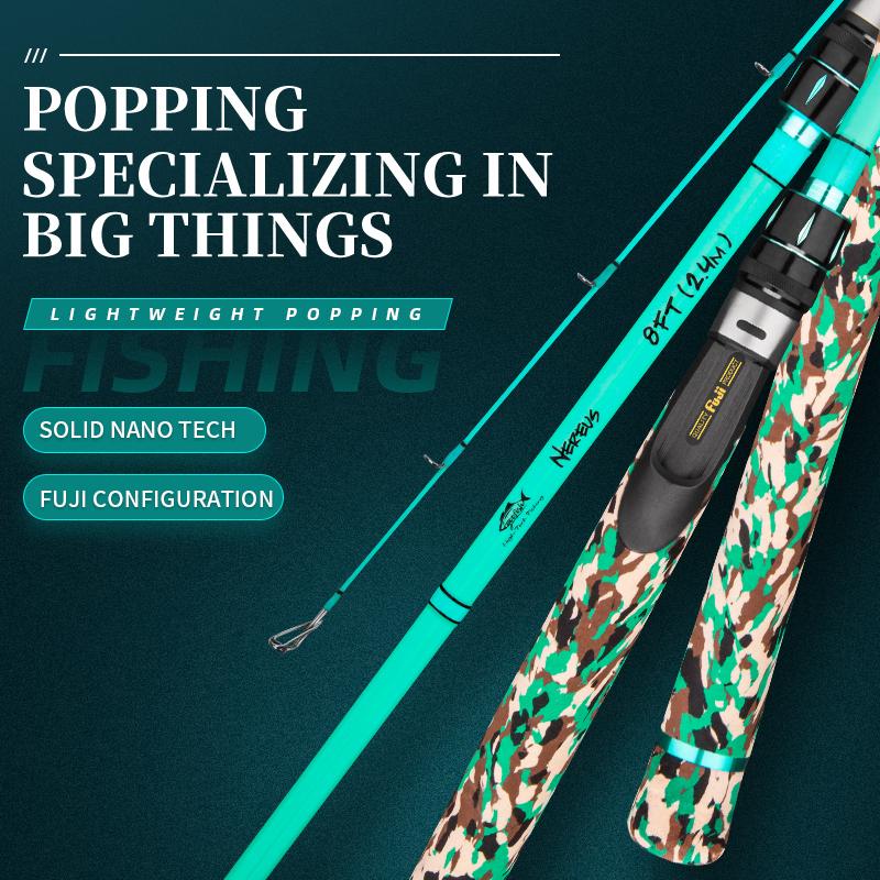 GOOFISH® 8.0'(2.4m) Solid Nano Tech Blank Light Bass Popping Fishing Rod with FUJI