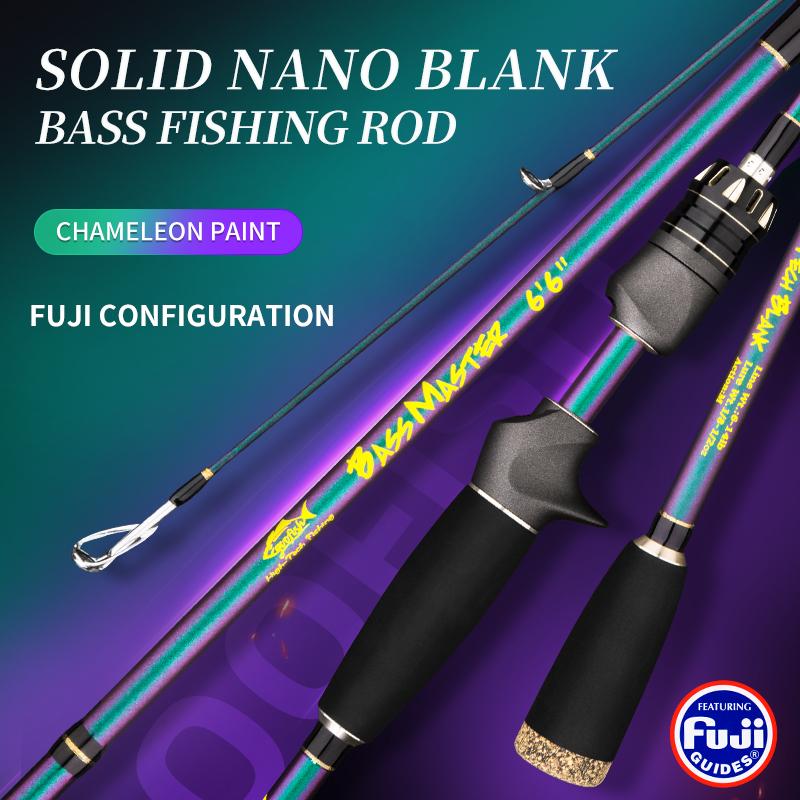 GOOFISH® BassMaster Chameleon Coating FUJI 6'6"(195cm) Bass Fishing Rod Pole with Solid Nano Blank M/MH Two Action Option