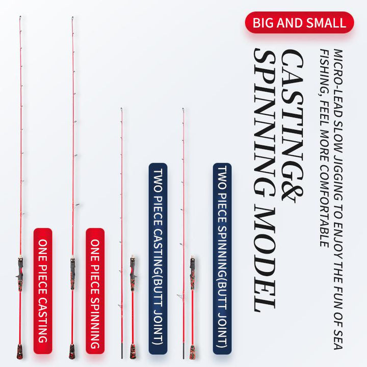 GOOFISH® 6'6"(195cm) Orange Micro Offshore Slow Pitch Jigging Rod 20-100g Jig with Solid Nano Blank
