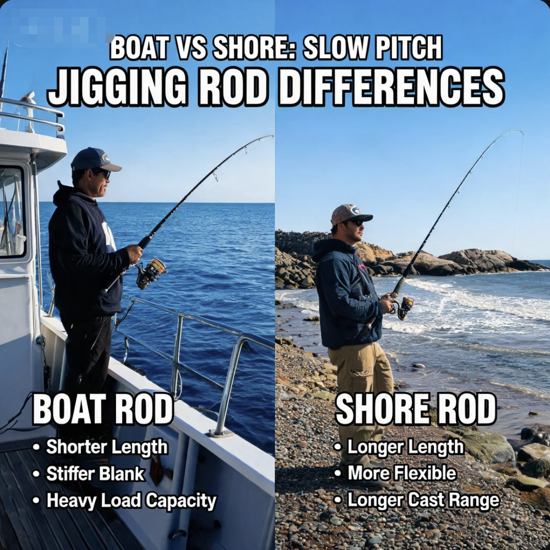 Boat vs shore: Slow Pitch Jigging Rod Difference