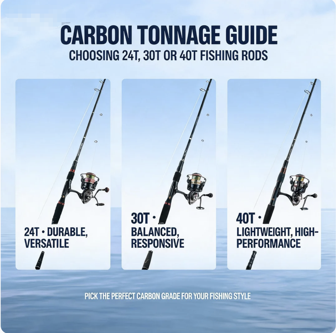 Carbon Tonnage Guide for fishing rod Choosing 24T, 30T or 40T