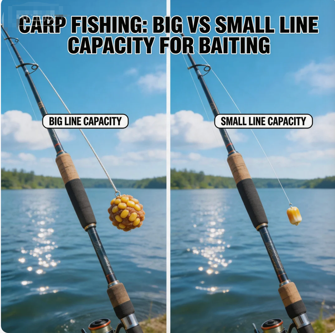 Carp Fishing rod  Line Capacity Big vs Small—For Baiting?