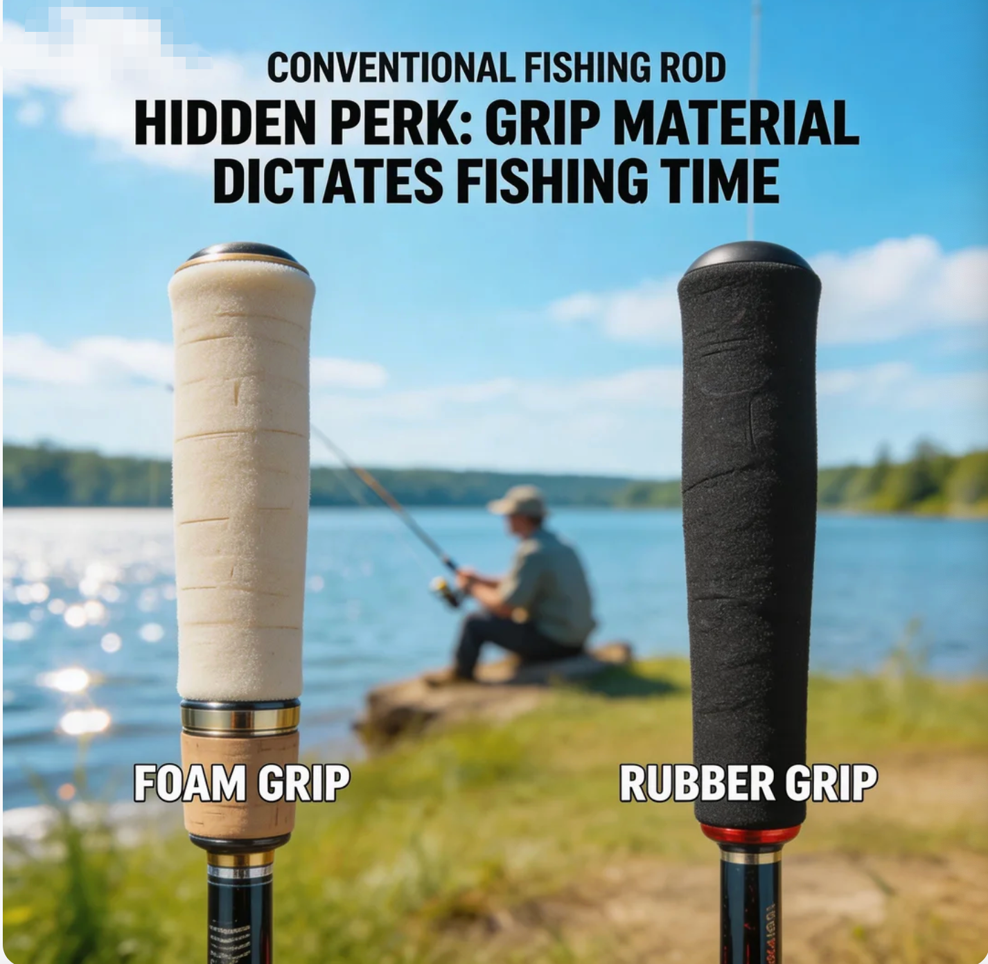 Conventional Fishing Rod “Hidden Perk” Grip Material Dictates Fishing Time