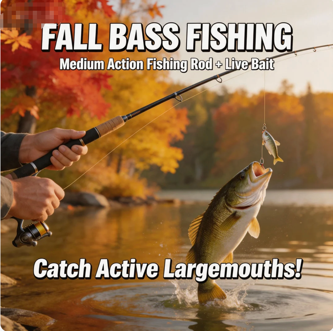 Fall Bass Fishing: Medium Action Fishing Rod + Live Bait—Catch Active Largemouths！
