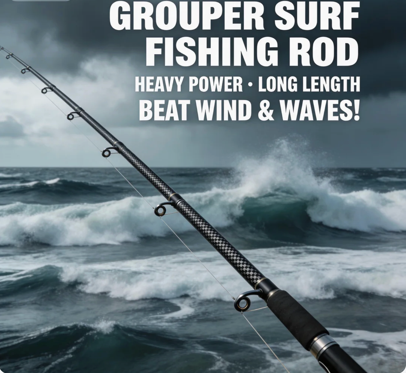 Grouper Surf Fishing Rod Heavy Power + Long—Beat Wind & Waves!