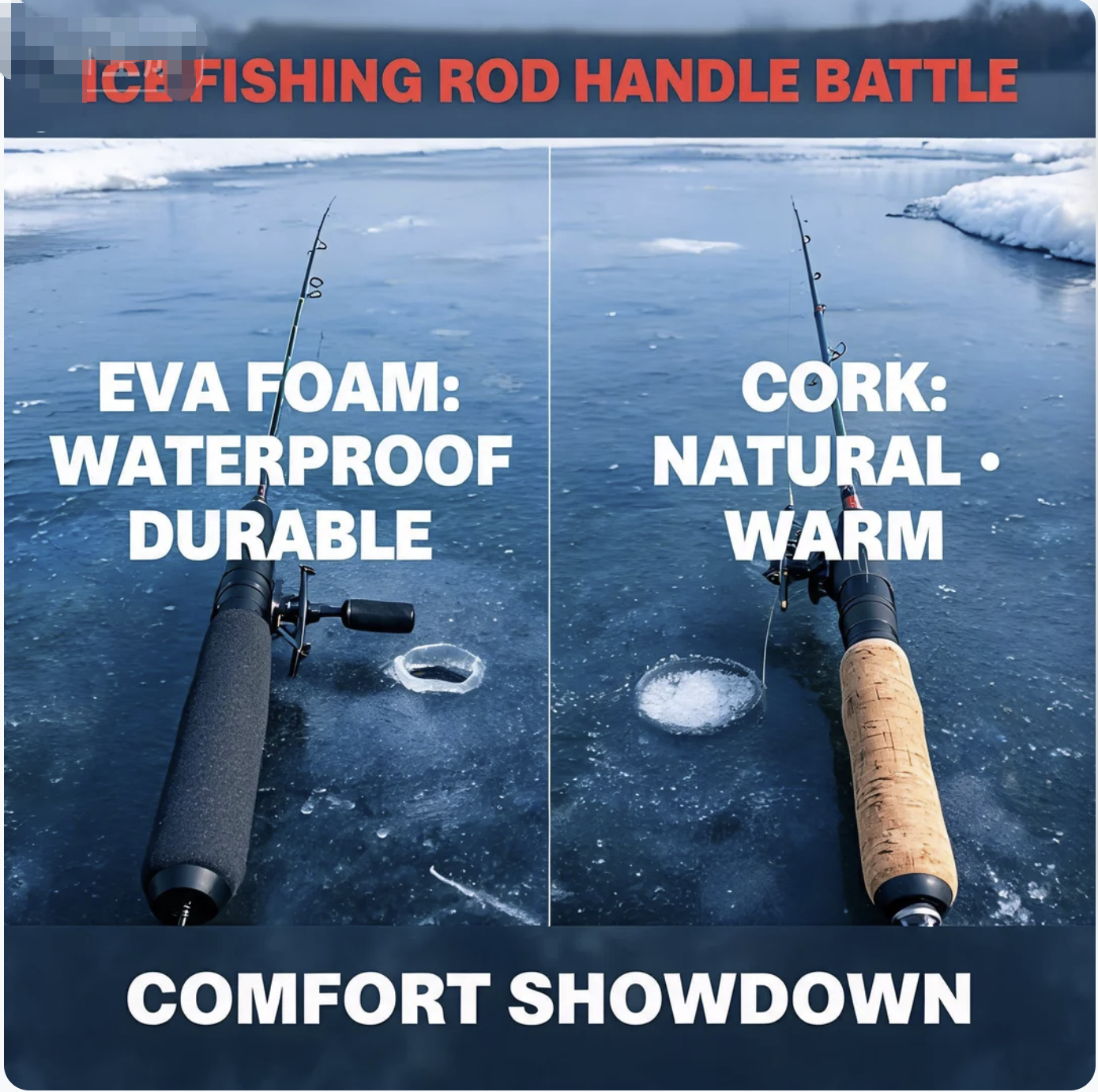Ice Fishing Rod Handle Battle: EVA Foam vs. Cork Comfort