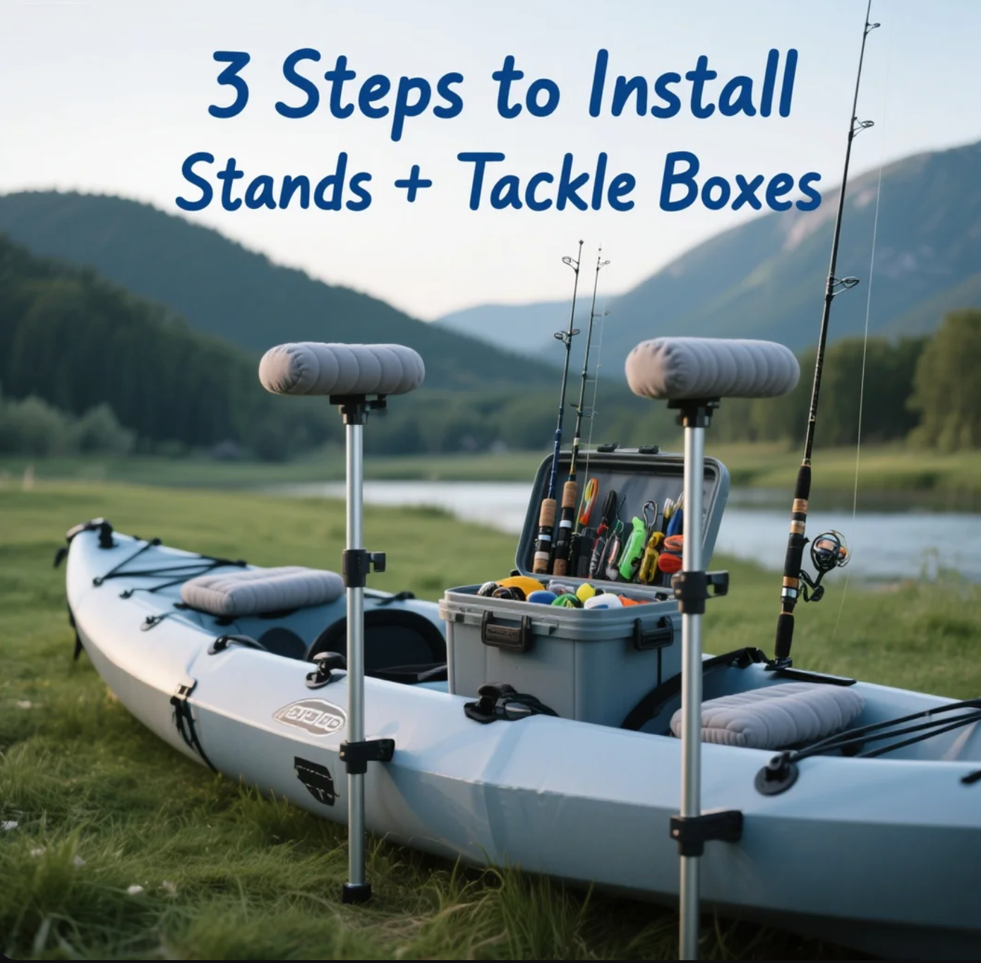 Kayak Box Inflatable Kayak Fishing Gear Setup:3 Steps to Install Stands+Tackle ...