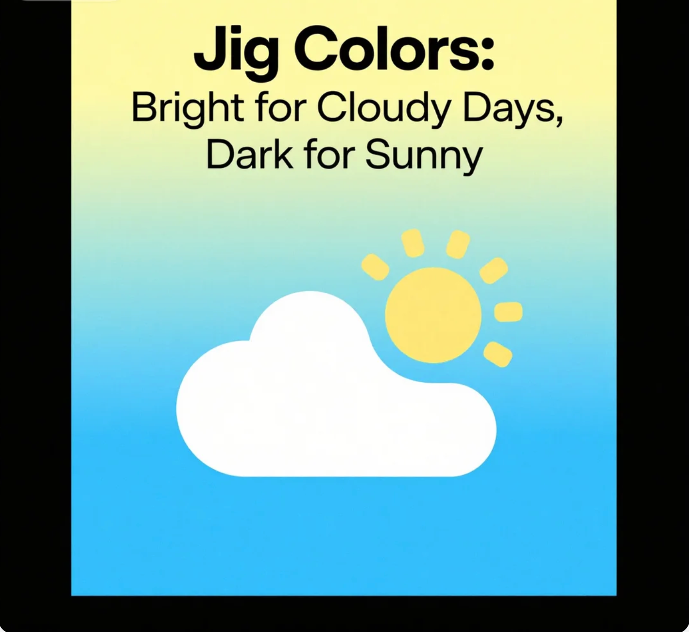 Jig Colors Bright for Cloudy Days, Dark for Sunny