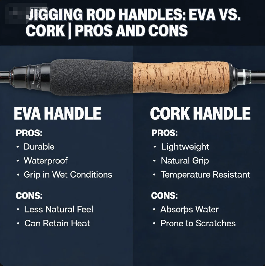 Jigging Rod Handles: EVA vs. Cork Pros and Cons