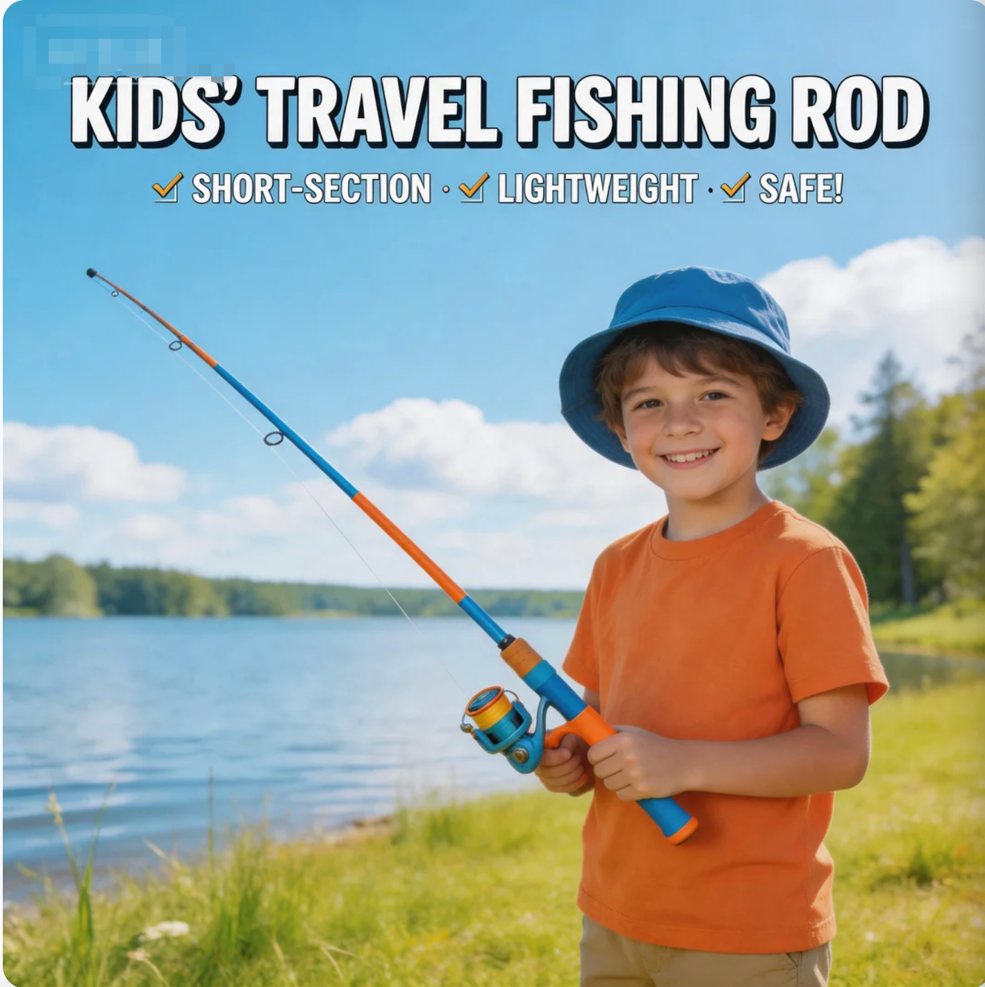 Kids’ Travel Fishing Rod Short - Section & Light - Weight Safety!