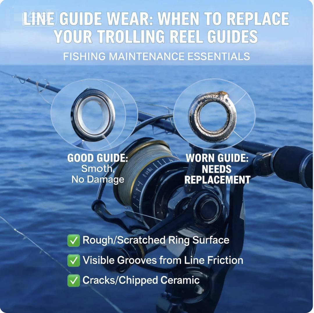 Line Guide Wear of trolling fishing reels: When to Replace