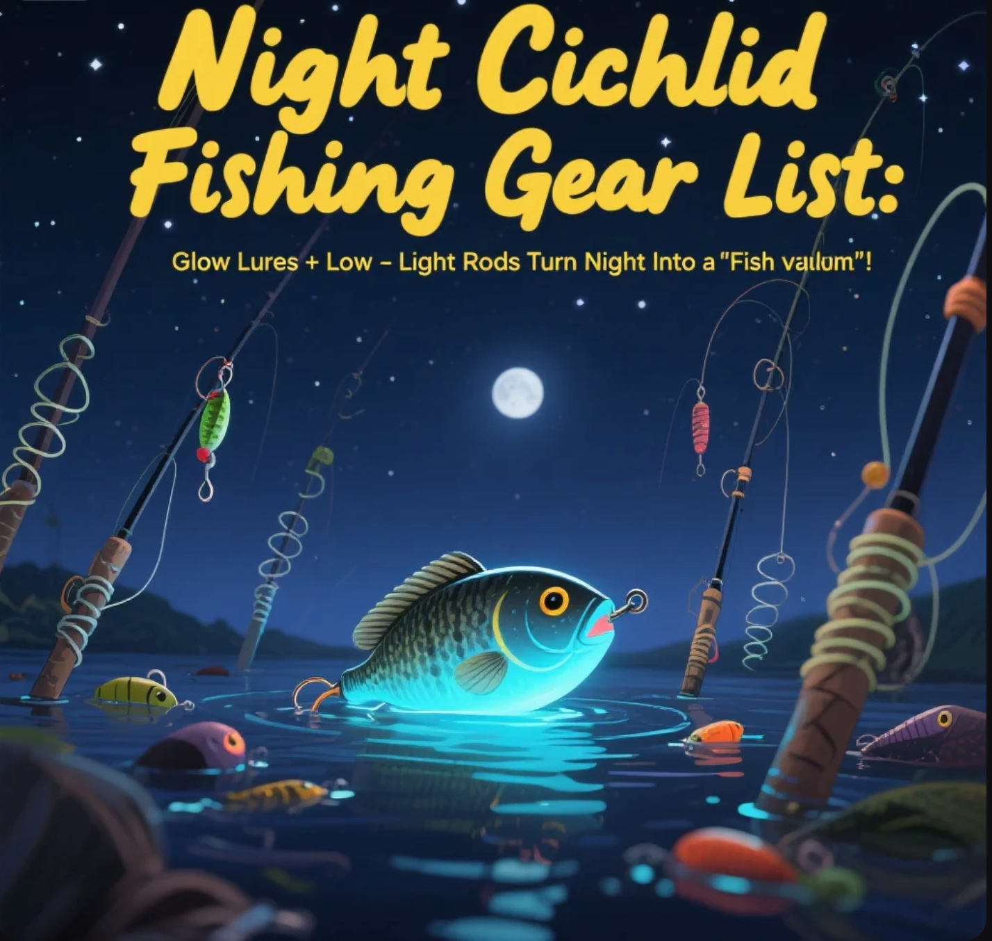 Night Cichlid Fishing Gear List: Glow Lures + Low - Light Rods Turn Night Into a “Fish Vault”!