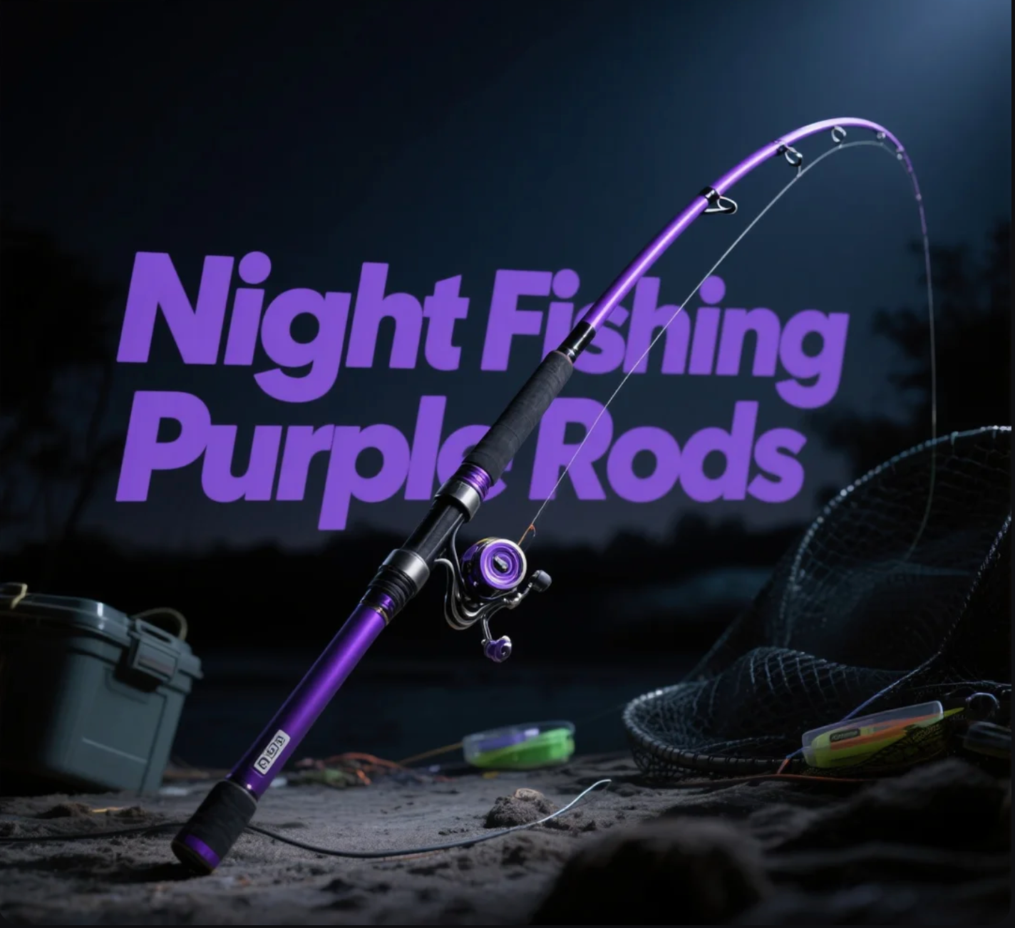 ​Night Fishing Purple Rods Low-Light Visibility & High Sensitivity—Style Meets Performance​