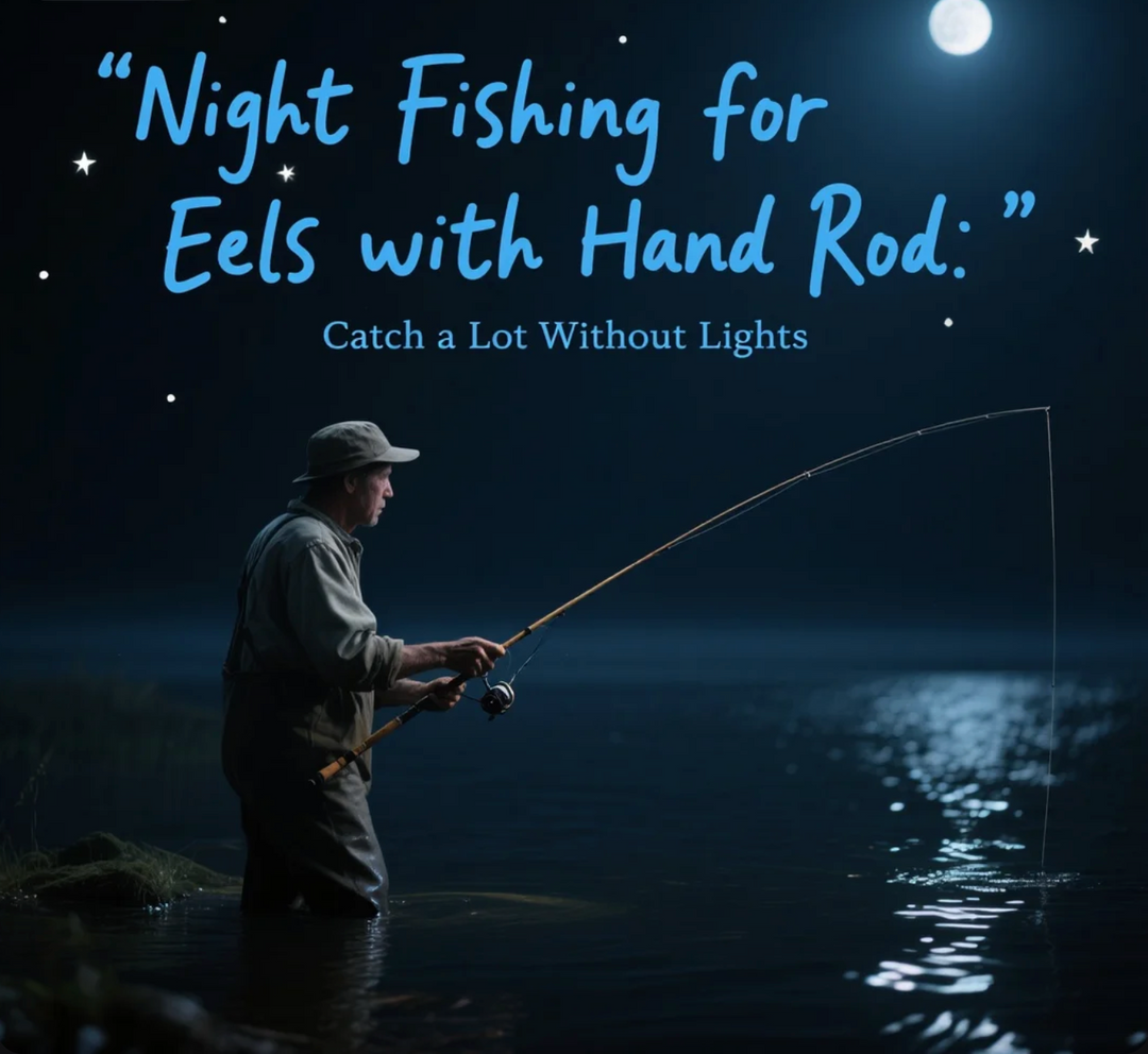 Night Fishing for Eels with Hand Rod Catch a Lot Without Lights​