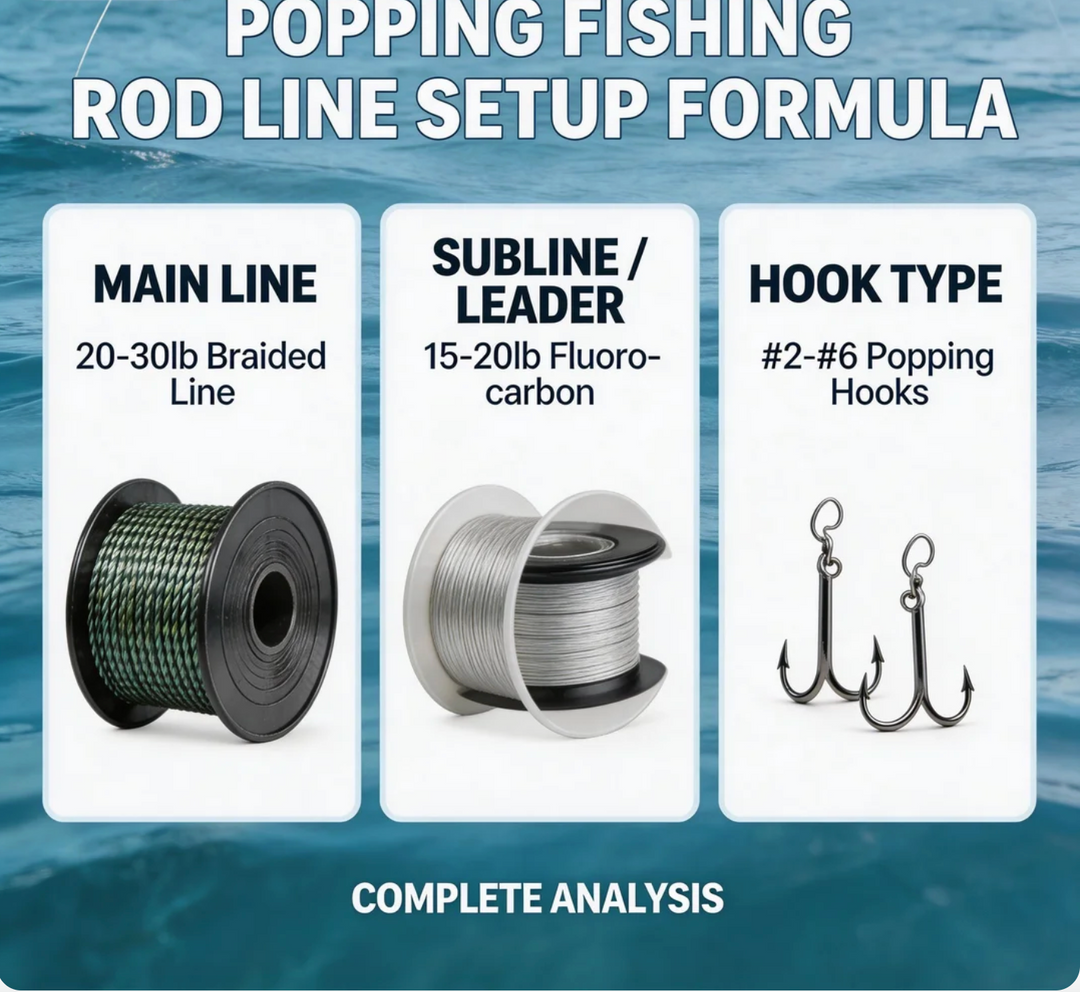 Popping Fishing Rod Line Setup Formula Main Line/Subline/Hook Type Analysis