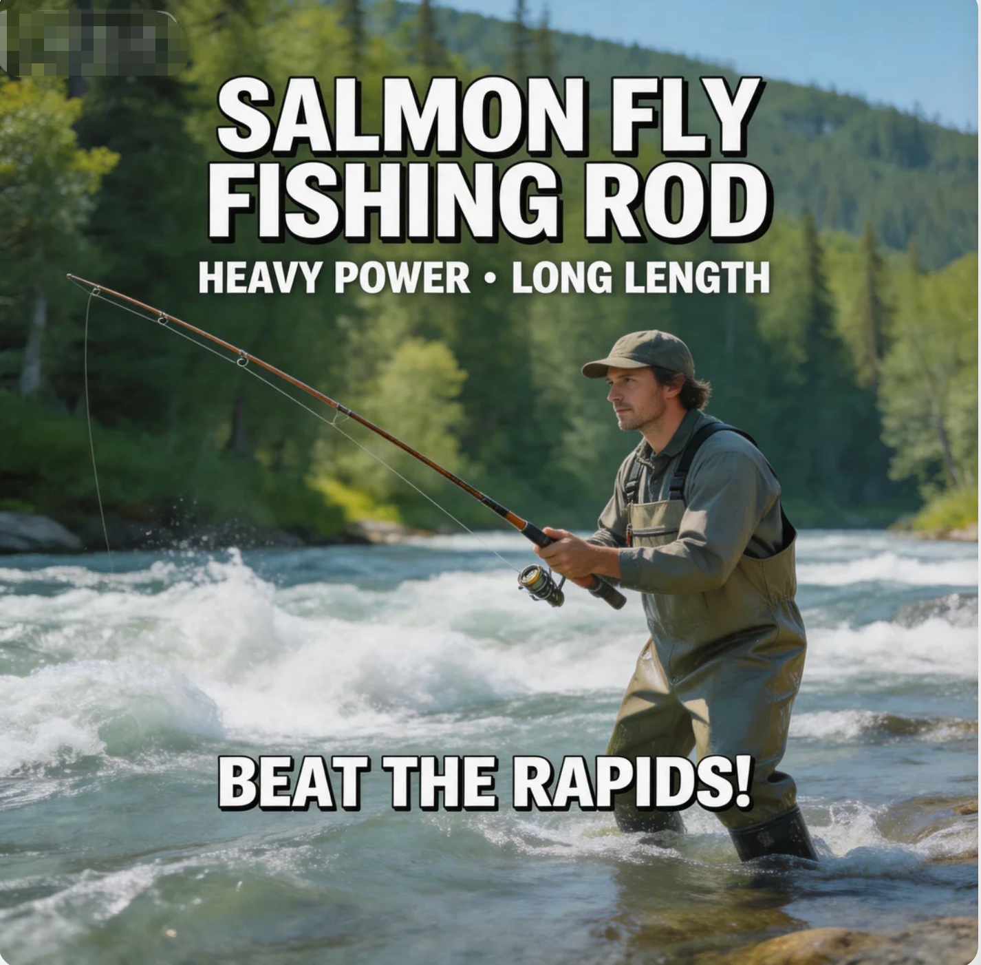 Salmon Fly Fishing Rod Heavy Power + Long—Beat Rapids!