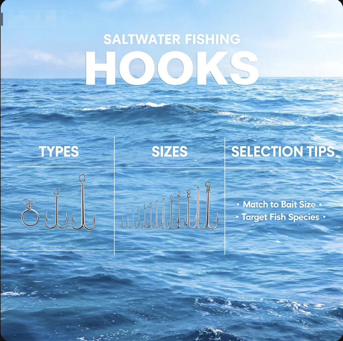 Saltwater Fishing Hooks Types, Sizes and Selection Tips