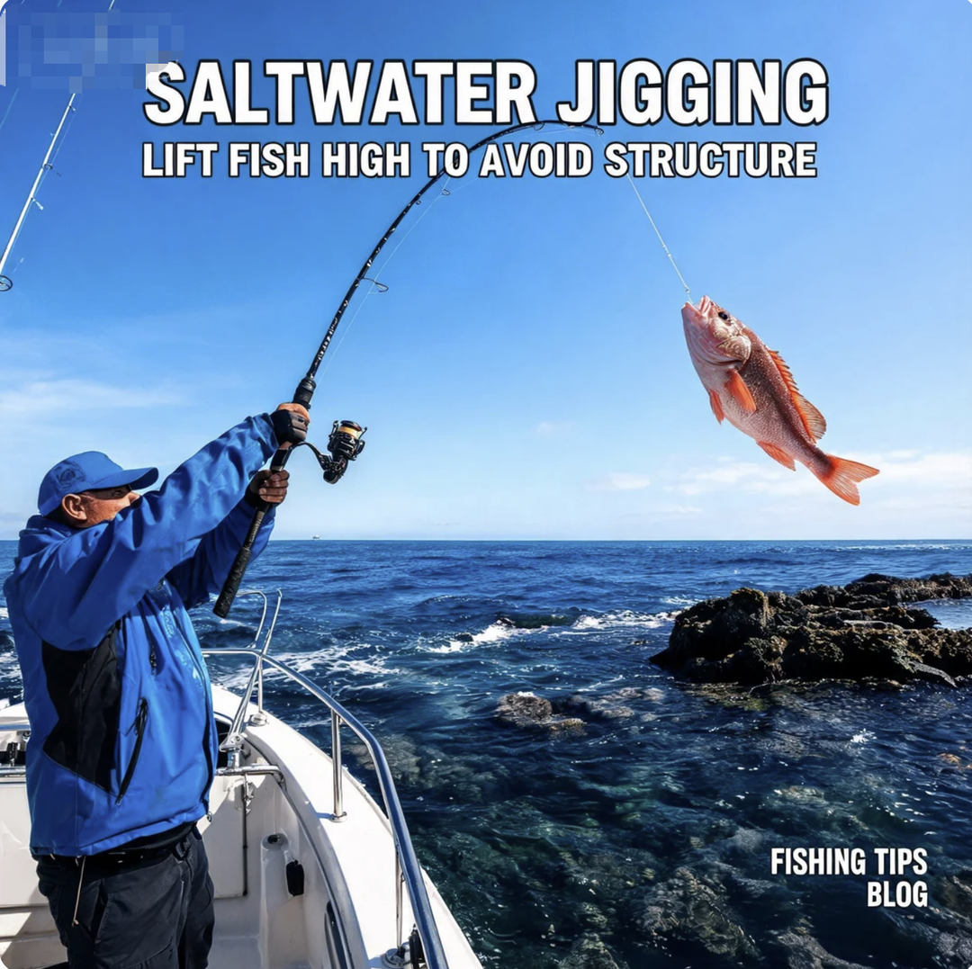 Saltwater Jigging Lift Fish: High Fishing Rod Avoids Structure