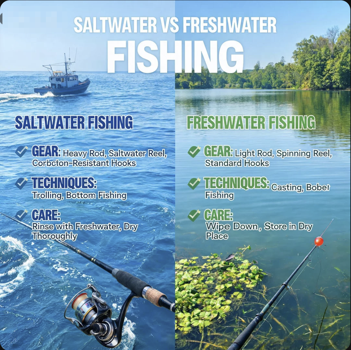 Saltwater vs Freshwater Fishing: Gear, Techniques and Care