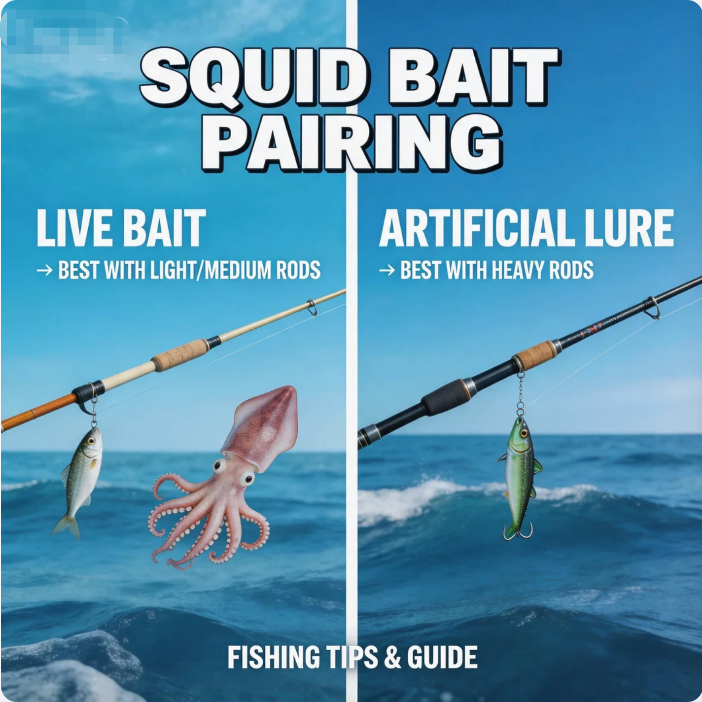 Squid Bait Pairing Fising Rod Hardness = Live or Lure?