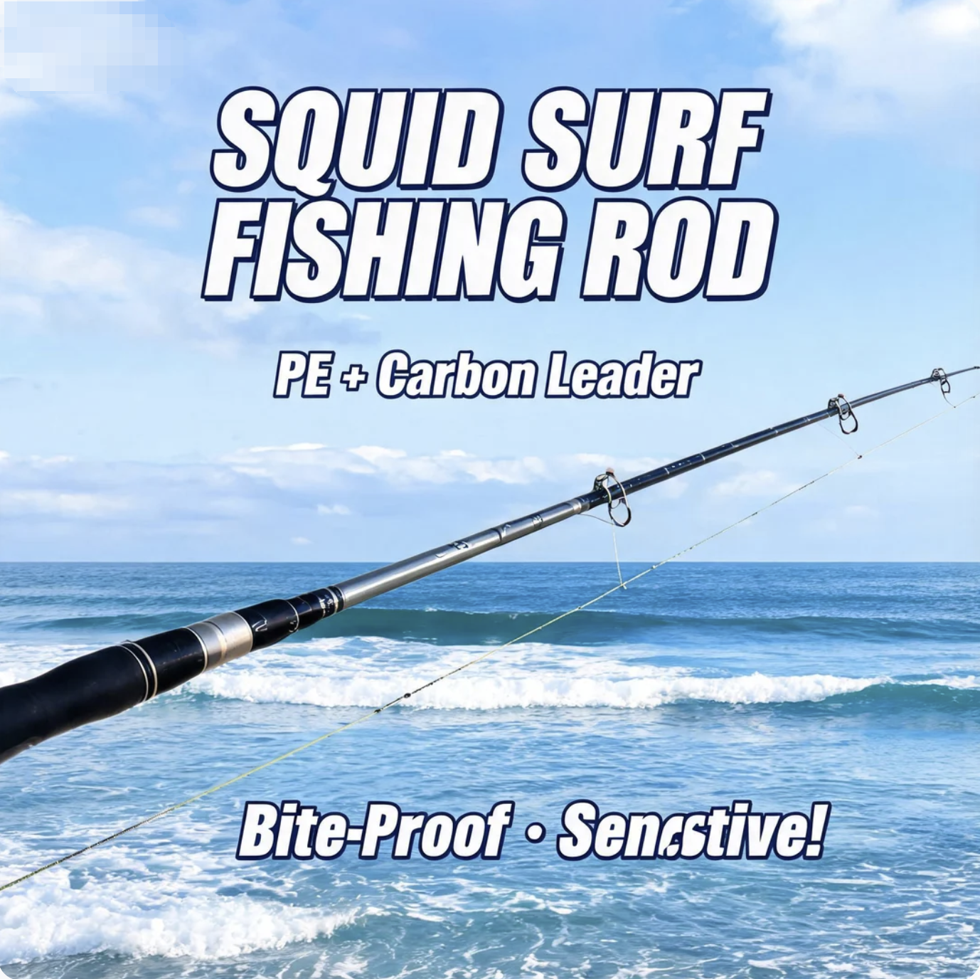 Squid Surf Fishing Rod: PE + Carbon Leader—Bite-Proof & Sensitive!