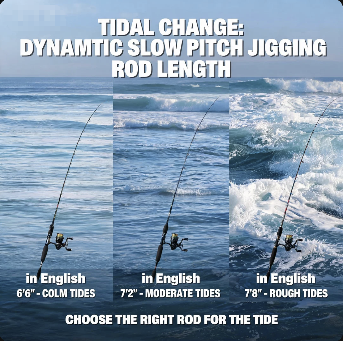 Tidal change: Dynamic slow pitch jigging rod length