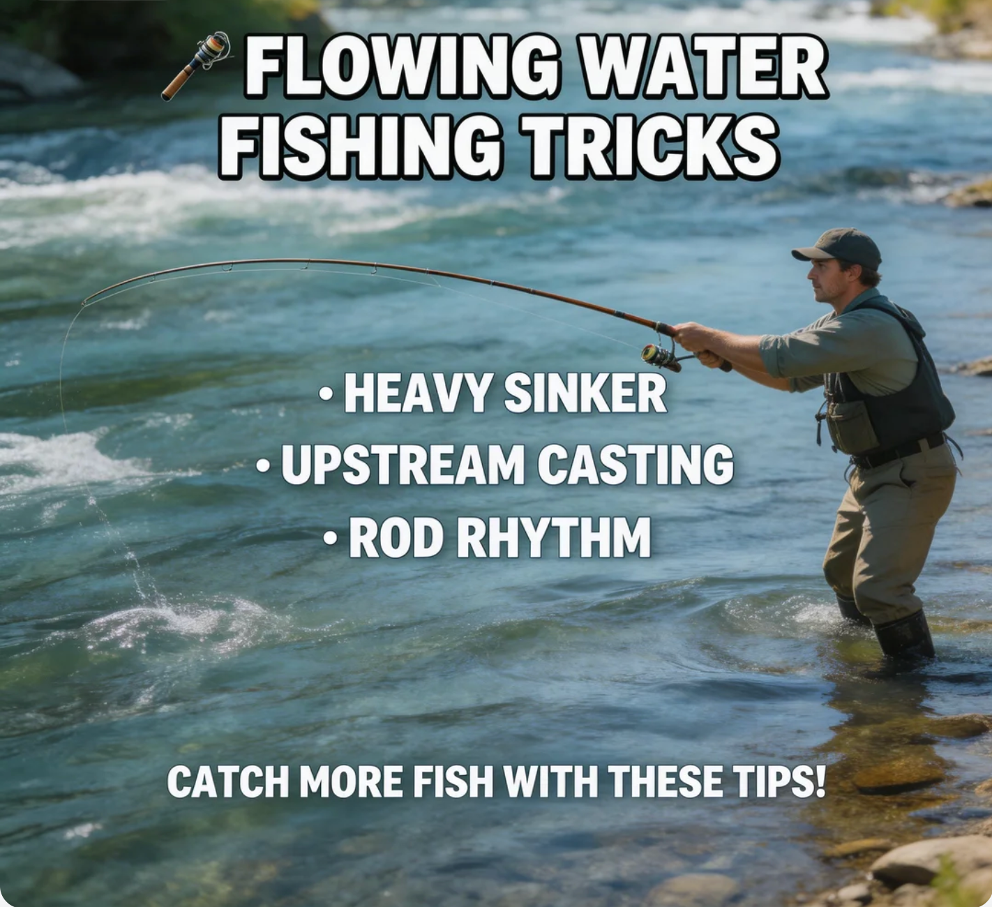 Tricks for Popping fishing Rod in Flowing Water: Heavy Sinker + Upstream Casting + Rod Rhythm