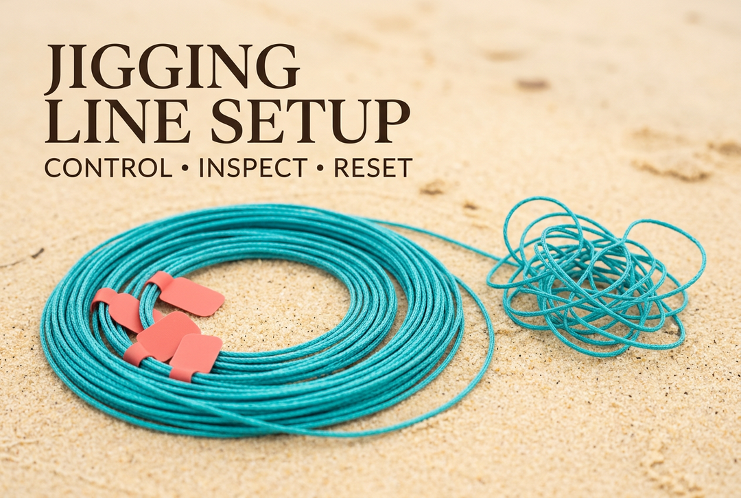 Conceptual orderly turquoise line coil beside loose tangled line on a sand-colored background