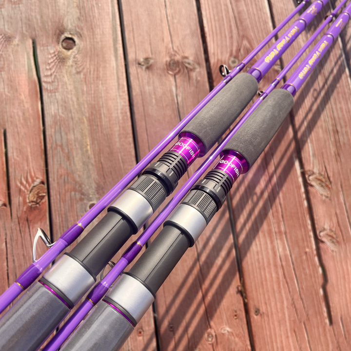 GOOFISH® Purple Diamond Light Popping Pole-9.2'(approx 280cm) 2 Piece Solid Nano Tip Japan Fuji Saltwater Popping Spinning Rod