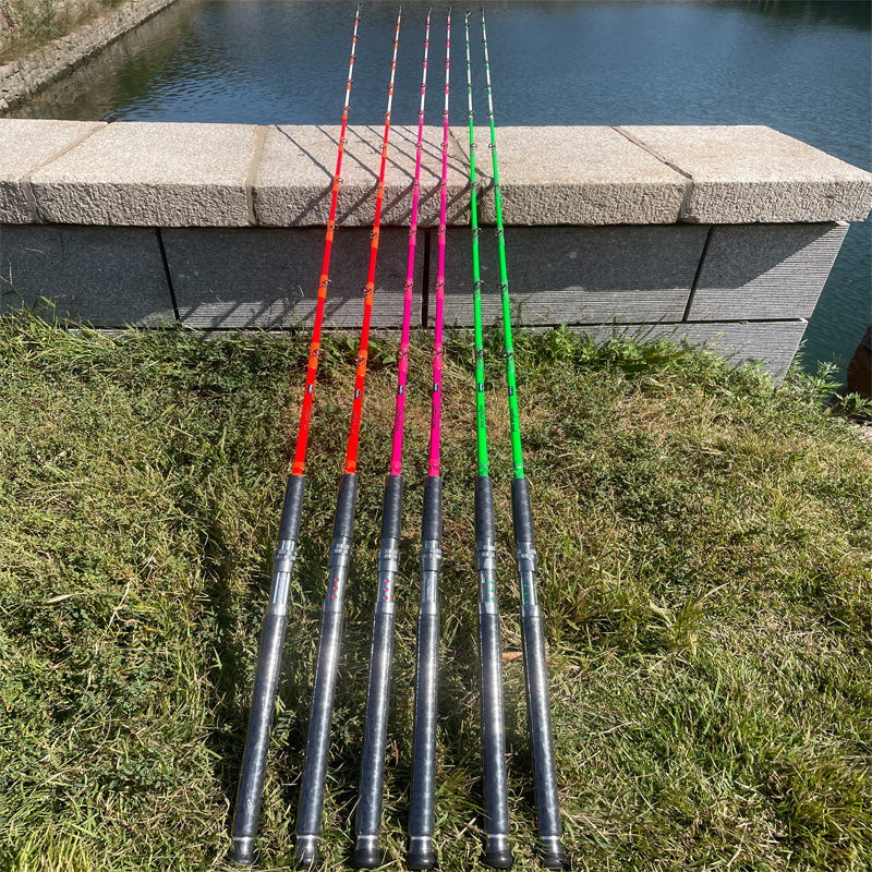 catfishing lighted fishing pole Tcoedm Glowing Luminous Catfish Rod-7'6" Butt Joint MH/M Power Fast Action Glowing Orange / Butt Joint(Not One Piece)Model / Medium Heavy