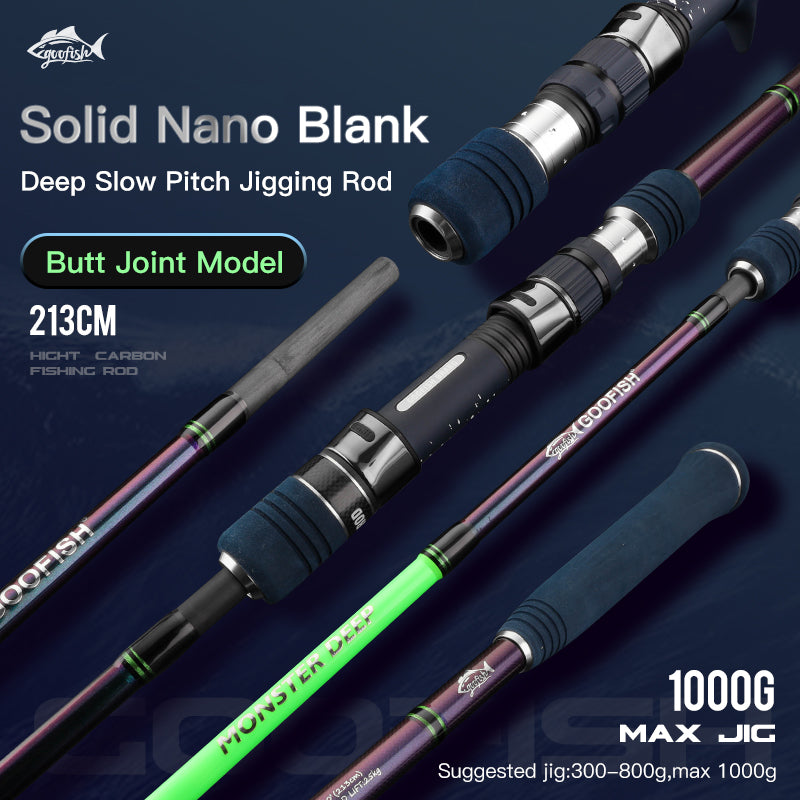 baitcasting rod butt section size GOOFISH MONSTER DEEP-7FT(213CM) LENGTH PE5-8 MAXJIG 1000G JAPAN FUJI SOLID NANO JIGGING ROD Casting&Left spiral guide wrap / Butt joint(Not one piece)