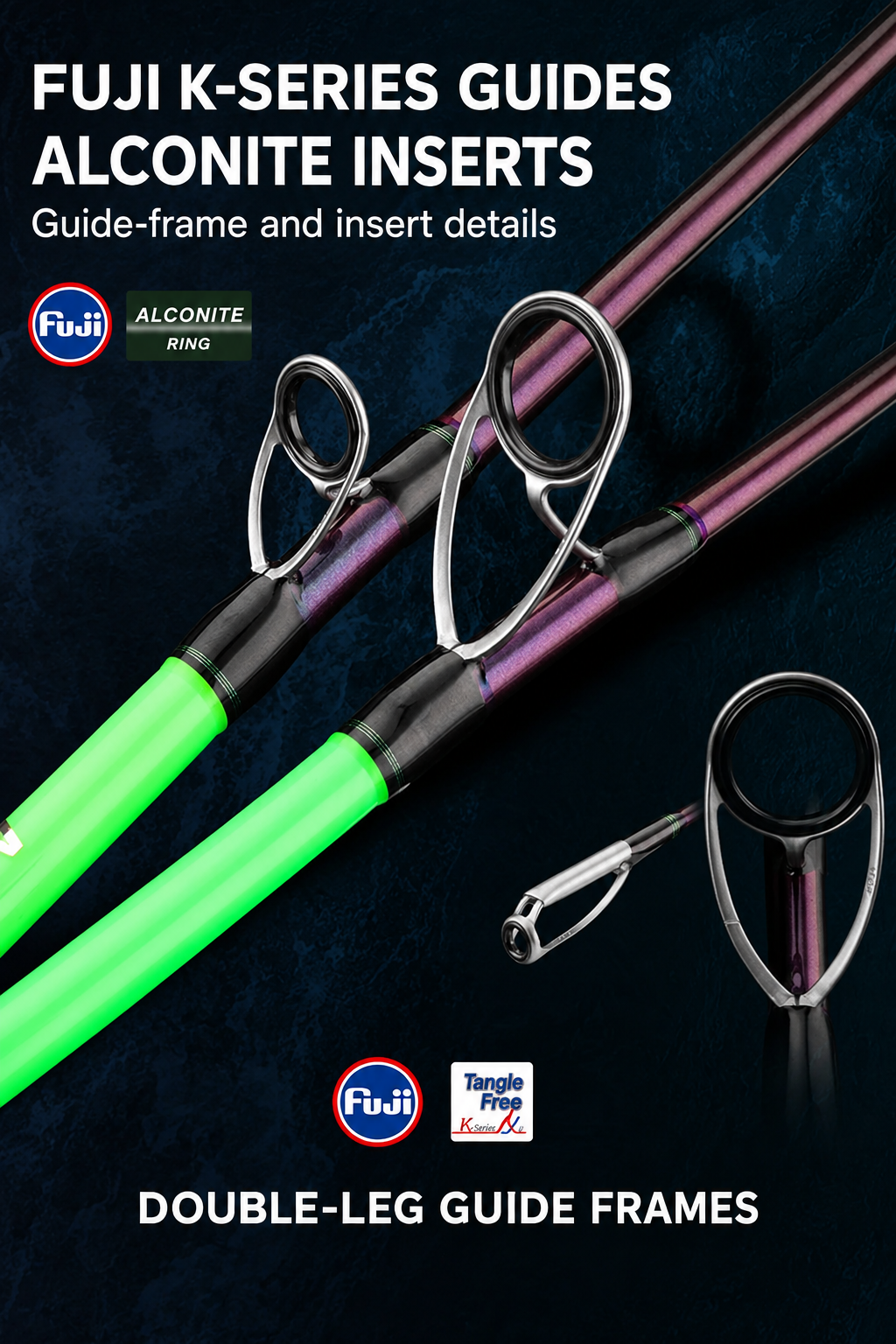 FUJI K-series double-leg guide frames and Alconite inserts on the GOOFISH Monster Deep PE5–8 jigging rod