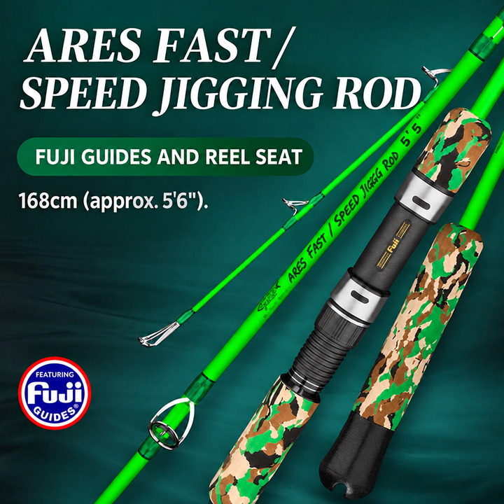GOOFISH Ares 168cm speed jigging rod with FUJI components and camouflage EVA grips
