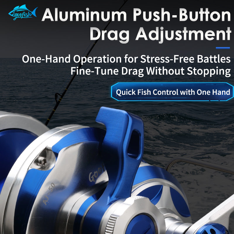 Goofish 6.08:1 High Speed Saltwater Jigging Reel-CNC 30kg Braking 11BB Navy Blue&Golden / Left(GL500) / 6.08:1 & 30.06
