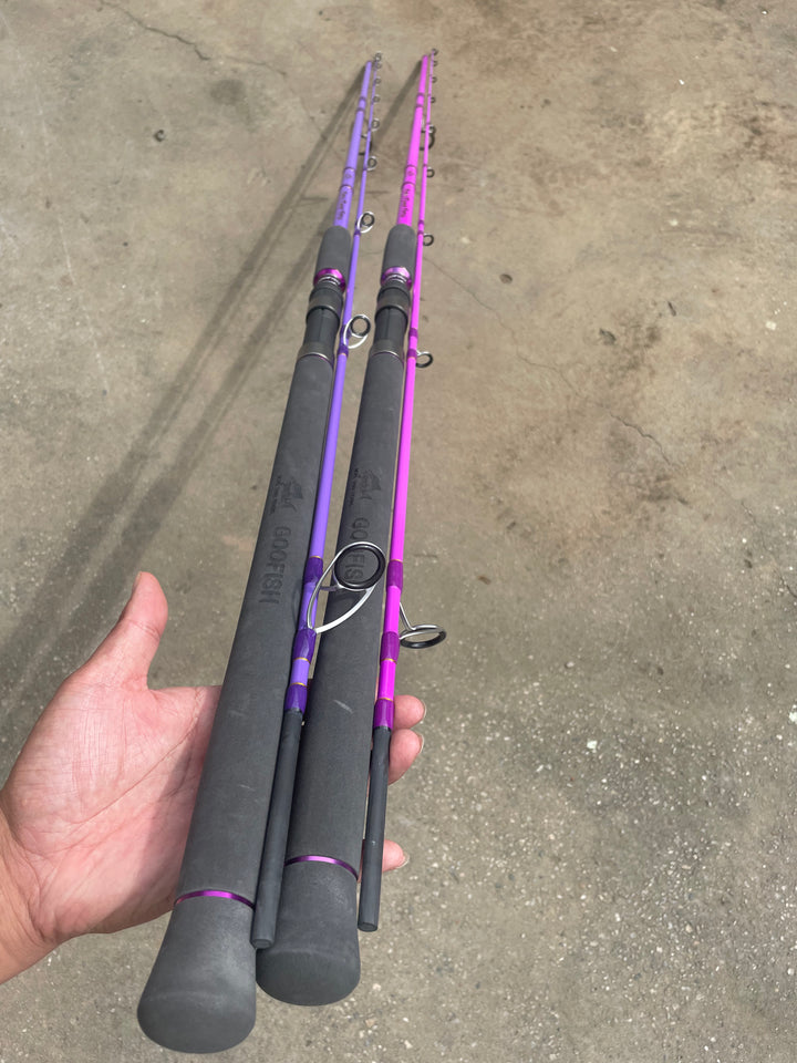 💥GOOFISH® Purple Diamond Light Popping Pole-9.2'(approx 280cm) 2 Piece Solid Nano Tip Japan Fuji Saltwater Popping Spinning Rod