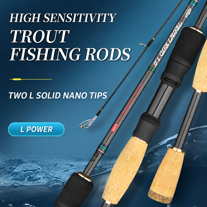 GOOFISH L trout spinning rod with two Solid Nano tips and cork split grip