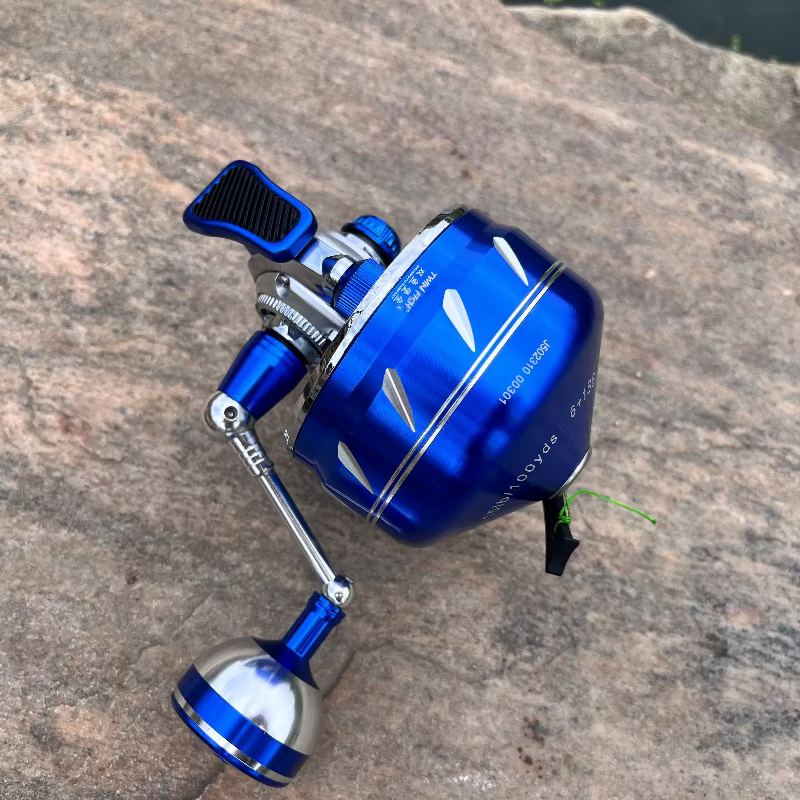 childrens left handed spincast fishing reels SPINCAST REEl:Spincast Fishing Reel with 6+1 BB,CNC Body J50(Blue)