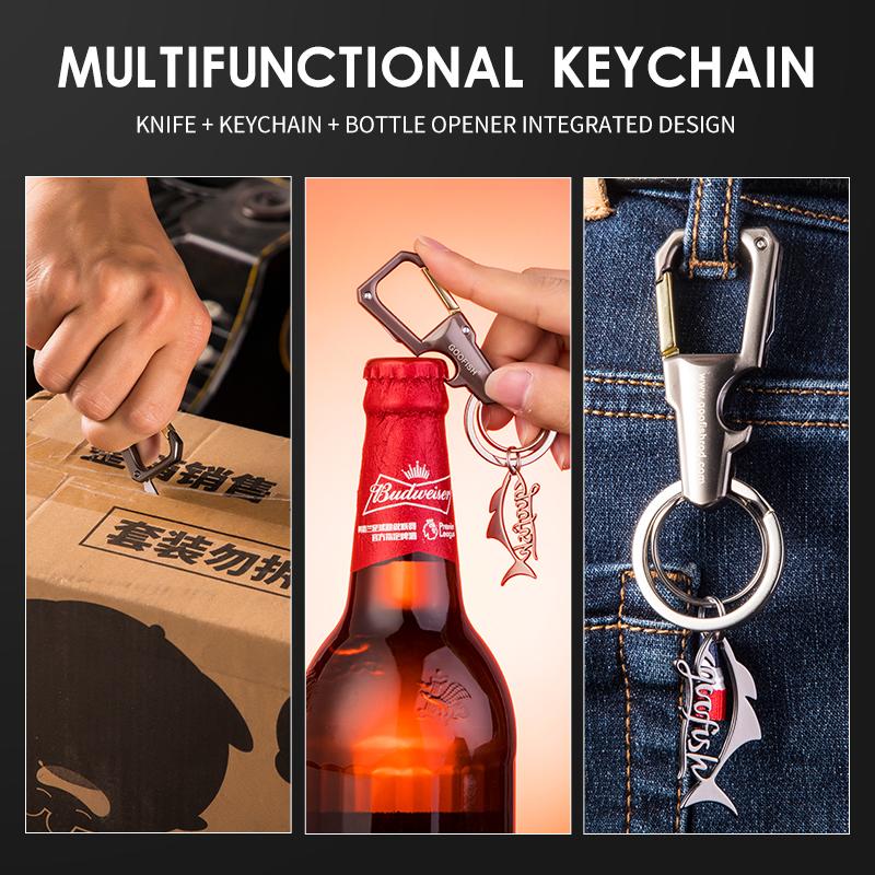GOOFISH® Key Chain Bottle Opener package knife multi-function Carabiner Car Key Chains for Men and Women